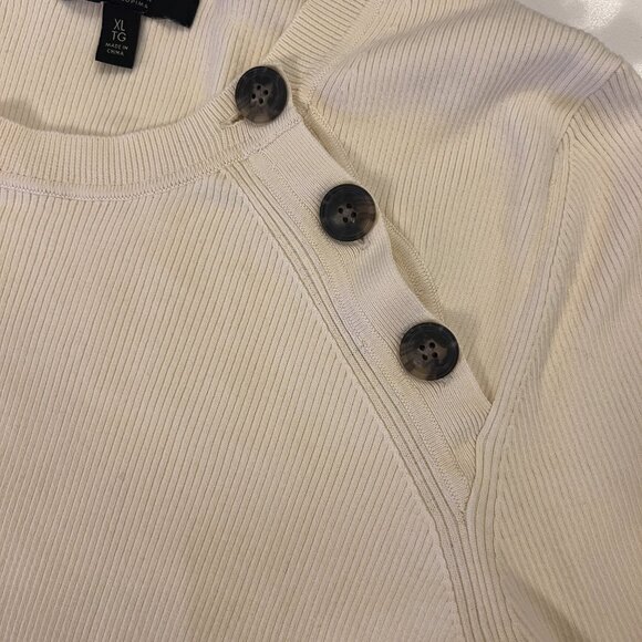 Banana Republic Ribbed Supima Cotton long sleeve sweater Crew neck - Cream - XL - Picture 5 of 8